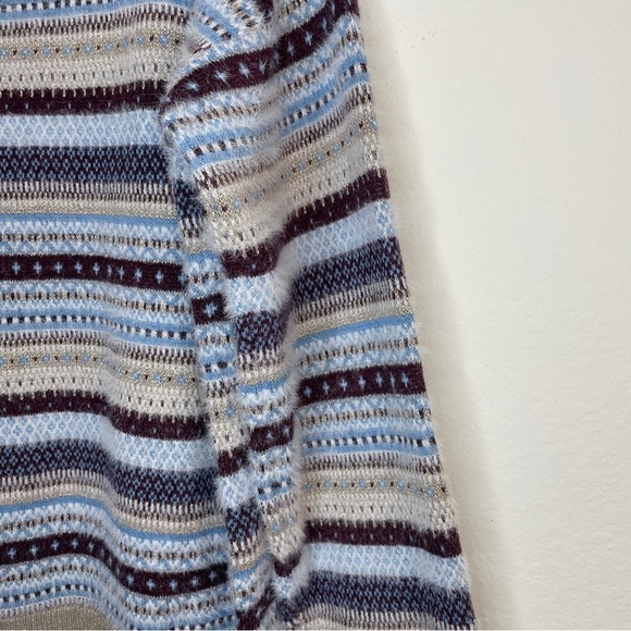 Ann Taylor Sparkle Fair Isle Funnel Neck Sweater Eyelash Fabric Size Large - Picture 4 of 12